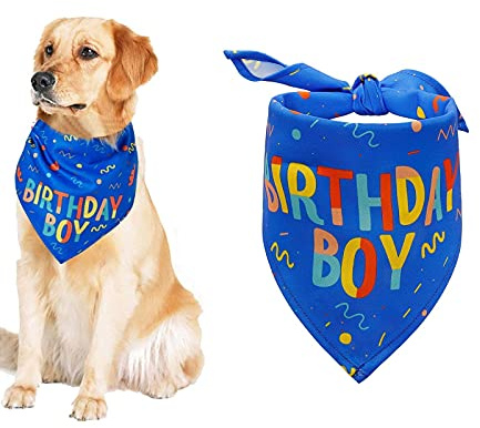 Dreieckiges Hundehalstuch, für Jungen, Geburtstagstuch, Blau, Größen: S, M, L