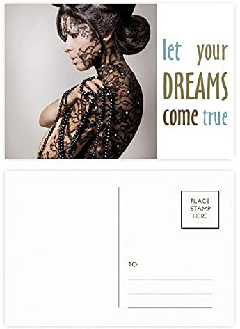 Brunette Beauty Body Gal Dream Come True Postkarten-Set, Dankeskarte, 20 Stück