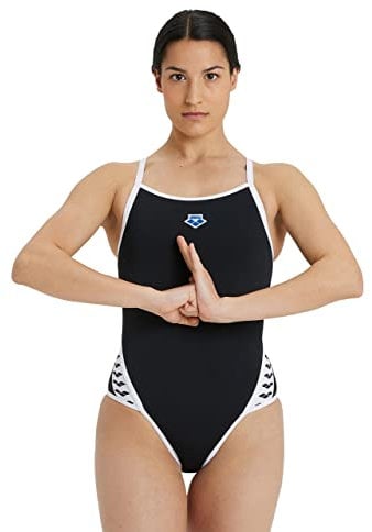 ARENA Icons Super Fly Back Solid Costume Intero Donna, Costume da Bagno ad Asciugatura Rapida, Costume da Bagno Sportivo in Tessuto MaxLife Eco con Massima Resistenza al Cloro e Protezione UV UPF 50+