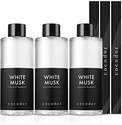 [COCODOR/White Musk] Reed Diffuser Refill 200ml * 3packs with Black Fiber stick 15pcs