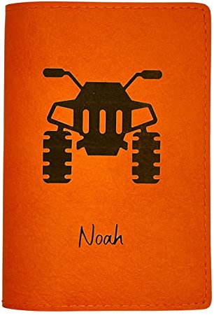 Porte Carte Grise Personnalisé, Pochette Made in France, Étui 100% Personnalisable, Protège Carte Grise Voopies, Protection Carte Grise Cuir. (Orange)