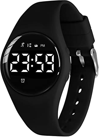 aswan watch Montre Digitale Enfant avec Chronomètre, Eclairage, Alarme, Date,Podomètres Marche Non Connecté-Montres Sport pour Fille Garcon avec Bracelet en Silicone