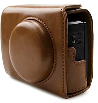 Rieibi G7X II G7X III Hülle - Vintage Leder Kameratasche für Canon PowerShot G7 X Mark II/G7 X Mark III DSLR Kamera - Schutzhülle mit Gurt, braun, Kosmetikkoffer