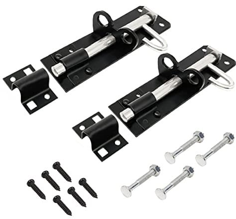 onesto Pack of 2-4” Black Brenton Bolt – Heavy Duty Mild Steel Door Lock with Powder Coated Finish – Easy to Fit with Fixing Screws – Ideal for Shed, Gate & Outdoor Doors