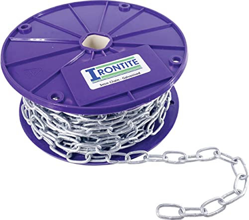 IRONTITE® Heavy Duty 3mm Metal Chain Link 1M - 30M Long, Hot Dipped Galvanised Chain for Long Lasting Weather Protection, Heavy Duty Chain to Suit A Variety of Uses. (3 Metre)