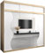 KRYSPOL Schwebetürenschrank Madryt 250 cm mit Spiegel Kleiderschrank mit Kleiderstange und Einlegeboden Schlafzimmer- Wohnzimmerschrank Schiebetüren Modern Design (Sonoma + Weiß mit Erweiterung)