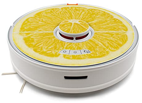 Finest Folia Folie Cover für Staubsauger Saugroboter Aufkleber Schutzfolie Skin für Staubsaugerroboter Roboter Selbstklebend Passgenau (Zitrone, Für Roborock S7 RX044)