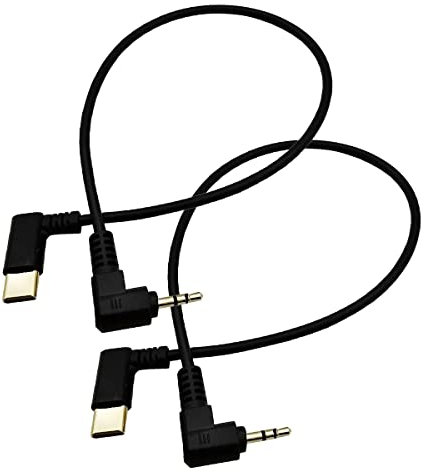 Seadream USB C to 2.5mm Audio Cable, 2PCS 90 Degree USB Type C to 2.5mm Male AUX Headphone Jack Cable Gold Plated,12inch/30cm