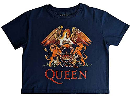Queen Crop Top T Shirt Classic Crest Band Logo Official Womens Denim XL