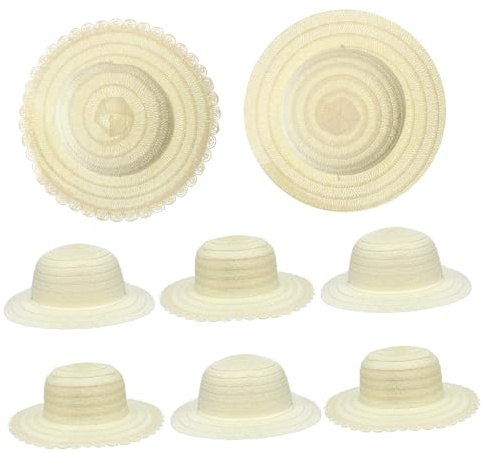 LABRIMP 16 Stück DIY Strohhut Spielzeug Für Kinder Kinder Spielzeug Für Mädchen Hüte DIY Hut Graffiti garten Pädagogisches Mädchen Kind Bemalt Naturgras Weiß
