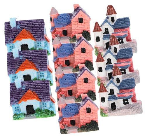 Toyvian 10stücke Miniaturhaus Aus Kunstharz Hausmodell Mit Minifiguren Mikrolandschaftsdekoration Für Garten Und Schreibtisch