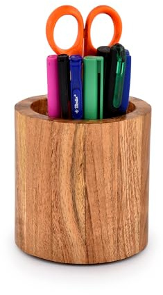Samhita Akazienholz, rund, Organizer für Schubladen, Schränke, Regale, Cubby oder Desktop, hält Stifte, Bleistifte, Zubehör (10,16 cm x 10,16 cm x 11,43 cm)