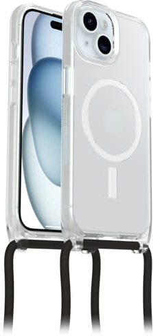 Otterbox React Necklace Coque avec MagSafe pour iPhone 15, Coque de Protection Ultra Fine avec Collier réglable et Amovible, testé Selon Les Normes Militaires, Transparent, Livré sans Emballage