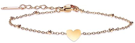 Selfmade Jewelry Armkettchen Herz Damen Rosegold Stainless Steel Edelstahl Armschmuck mit Herzchen Filigran Zart Inkl. Schmuckbox (Rosegold)
