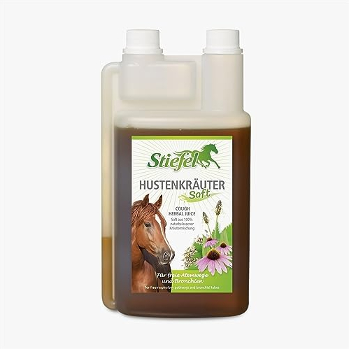 RL24 Stiefel - Hustenkräutersaft | Hustensaft für Pferde | 100% naturbelassen | Kräutermischung mit Spitzwegerich, Brennnessel, Thymian, Salbei & u.v.m. | ohne Zuckerzusatz | 1 x 1000 ml Flasche