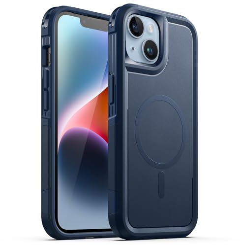 JETech Case for iPhone 14 Plus 6.7-Inch Compatible with MagSafe, Heavy Duty Dual-Layer Rugged Protection, Shockproof Protective Tough Phone Magnetic Cover (Blue)