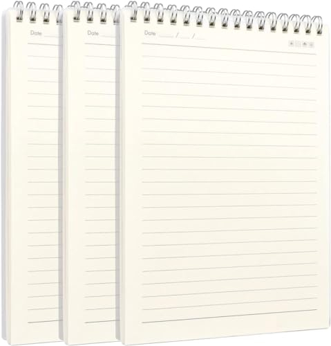 Colacoo Top Bound Spiral Notebook, 3 Pack A5 College Ruled Spiral Notebooks with Clear Hardcover,Lined Paper Journal for School and Office Supplies(80 sheets/160 pages)