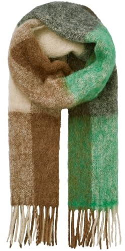 Becksöndergaard Schal Damen - Rawson Scarf in Amazon Green (Grün) - Trendiger großer warmer Damenschal kariert aus Alpaka/Mohair - Breite: 45 x Länge 190 cm