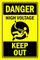 Aufkleber Danger high voltage keep out, selbstklebend, 300 x 200 mm