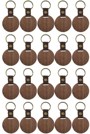 Graootoly Schlüsselanhänger aus , Rohlinge, Leder, , Walnuss, mit Schlüsselanhänger für DIY, Gravur, Geschenk, rund, 20 Stück