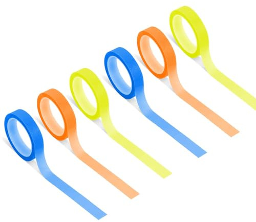 6 Rollen Highlighter Tape, Abnehmbares Neonfluoreszenzband, Klare Marker-Aufkleber, Farbiges Papierband, Highlighter-Etiketten Zum Markieren Von Büchern für Schülerlehrer Beim Lesen (Drei Farben)