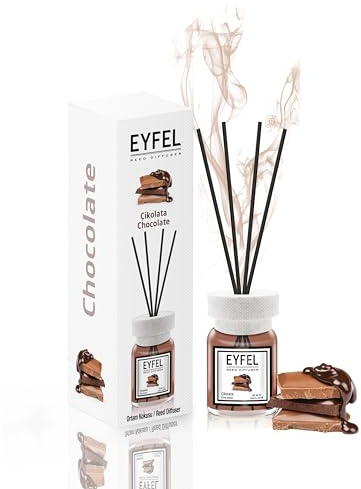 EYFEL Schilfrohrdiffusoren für Zuhause - Schokoladen-Schilfrohr-Diffusor-Set, 120 ml Öldiffusorstäbchen, Badezimmer-Diffusor, Raumdüfte, Duftstäbchen, Heimdekoration