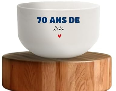 CADEAUX.COM - Bol Personnalisable pour Femme de 70 ans - Bol Personnalisé - Message Personnalisable - Cadeau Anniversaire - Cadeau Femme