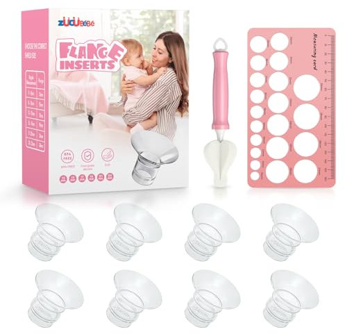 Flange Insert 24 mm (8PCS) for 24mm Flange/Shield of Most Pumps, BPA Free Inserts, Compatible with Medela/Spectra/TSRETE/Elvie/Momcozy/Bellababy Breast Pump 24mm Shields/Flanges