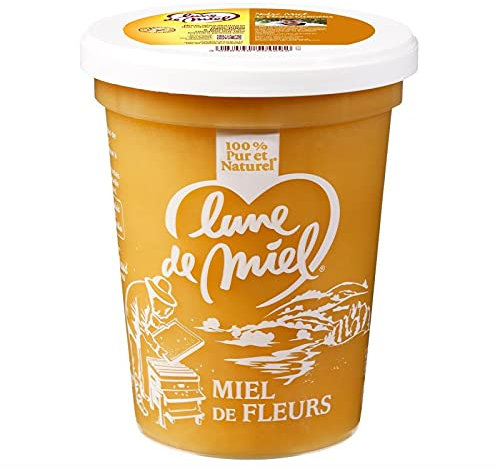 Délice Doré: Lune de Miel Miel de Fleurs 500g dans son Pot Pratique | Authentique et Savoureux | Idéal pour le Petit-déjeuner - Le Lot De 3