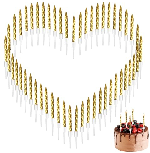 Hochwertige Qualität 50 Stücke Geburtstagskerzen, Geburtstagskerzen Für Torte, Spiral Metallische Torte Kerzen, Geburtstagskerze mit Haltern Hochzeit, Party