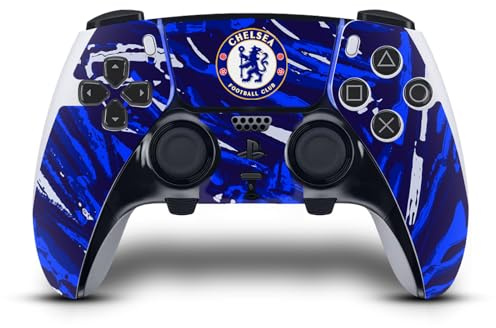 Head Case Designs Offizielle Chelsea Football Club Abstrakter Pinsel Kunst Vinyl Haut Gaming Aufkleber Abziehbild Abdeckung kompatibel mit Sony PlayStation 5 PS5 DualSense Edge Controller
