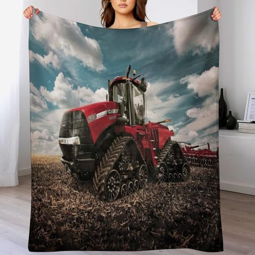Traktor Wolldecke Wohndecke Warm & Kuschelig Waschbar, Überwurf Ideal Für Draußen, Camping, Couch, Bett, Reisen – Superweiche Wolldecke（180×200cm）
