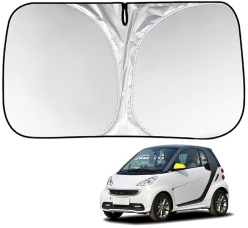 BAYAJIAZ Auto Sonnenschutz Frontscheibe Innen Abdeckung für Smart Fortwo 451 Coupe 2007-2014 Frontscheibenabdeckung Sonnenblende Vorne Windschutzscheibe UV-Reflexion für Sommer Faltbar Zubehör,A