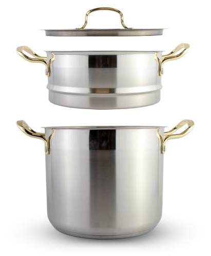 Saharashop Couscous Topf 6, 8 und 12 Liter Dampfgarer Couscous Pot (3-in-1) 6 Liter Couscous Topf/Dampfgarer