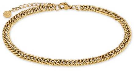GD GOOD.designs Fußkettchen Panzer für Damen in Gold - Wasserfeste Fußkette verstellbar (22-27cm) I Vergoldeter Edelstahl Fußschmuck für Frauen