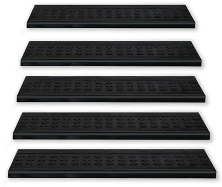 Nova Forma Gummi Stufenmatten Coin - 5er Set je 25x75 cm - ideal für außen - Rutschhemmende Treppenstufen Matten - Treppenauflagen selbstklebend & wetterfest