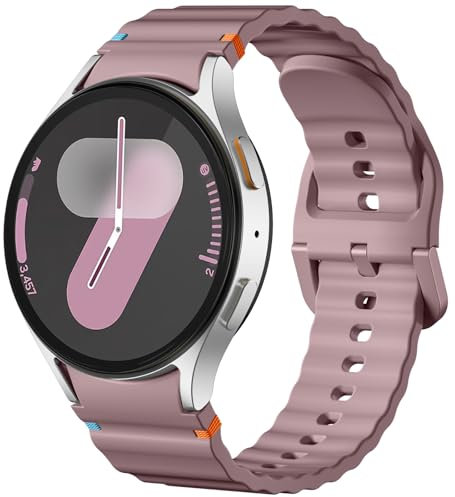 Dirrelo No Gap Strap for Samsung Galaxy Watch 7 6 5 4 FE 40mm 44mm, Soft Silicone Sport Band Compatible With 6 Classic 47mm 43mm/5 Pro/4 Classic Women, SmokePurple