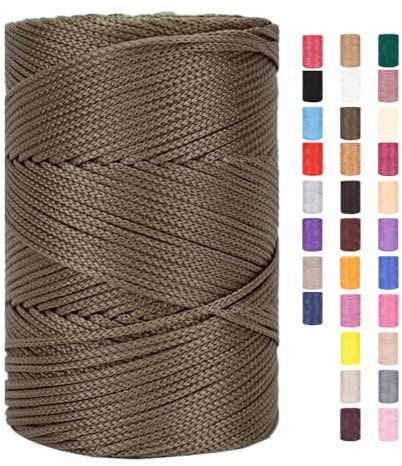 Rope Yarn 3 mm x 225 m for Crocheting Macrame Bags Cotton Cord Polyester Bakers Yarn Cotton Cord Macrame Cord Cotton Thread Braided Textile Yarn Baskets Easy Yarn (Pack of 26, 1 Piece)