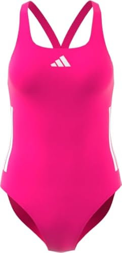 adidas Donna 3 Stripes C-Back Swimsuit, Shock Pink/White, 42