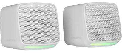 Mars Gaming MS-Pro, Altavoces Compactos 10W, Iluminación RGB Flow Dinámica, Altavoz PC con Caja de Control y Entrada Jack 3.5mm, Altavoces Gaming Compatibles con PC/Mac/Smartphone/Tablet, Blanco