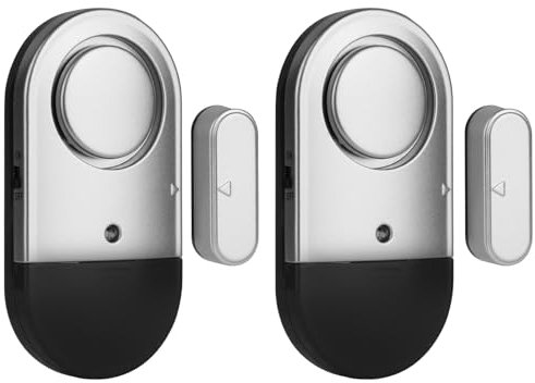 Adiwo Alarme Porte et Fenêtre, 2PCS Alarme Porte et Fenêtre sans Fil avec SirèNe Puissante De 125 DB Détecteur de Porte et Fenêtre sans Fil,Capteur sans Fil Magnétique pour la Maison,Le Magasin(Gris)