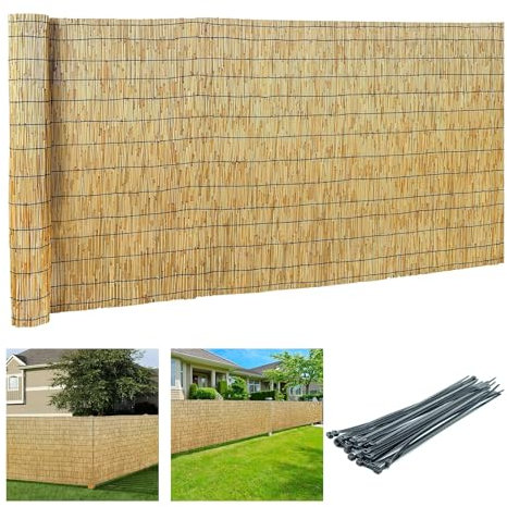 Brise-vue en bambou naturel pour terrasse ou jardin - Rouleaux de 61 x 700 cm et 61 x 800 cm
