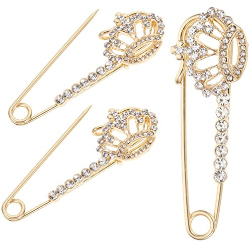 JEWEDECO 3stücke Elegante Broschen Damen Strass Kronen Pins Modisch Schmuck Für Kleidung Anstecknadeln Mit Funkelnden Kristallen Für Partys Cardigans Und Feierliche Anlässe