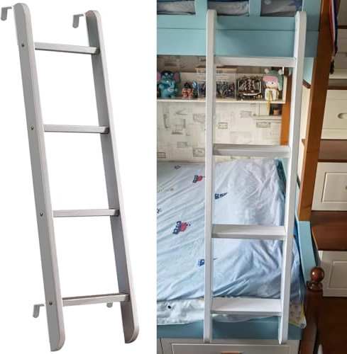 Scaletta in legno per letto a soppalco, 4/5 gradini, salvaspazio, con ganci regolabili, per dormitorio domestico e letti singoli