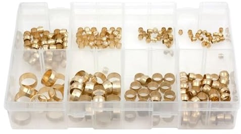 200Pcs Assorted Box Imperial Brass Olives 1/8 5/32 3/16 1/4 5/16 3/8 1/2 & 5/8