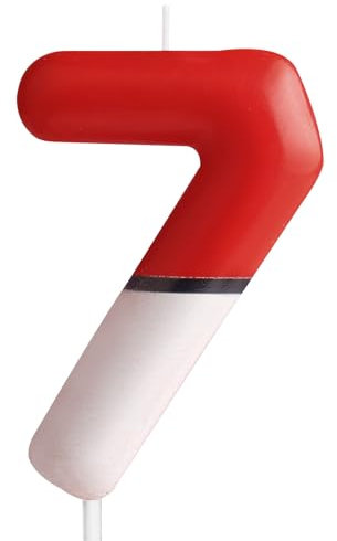 Geburtstagskerzen Zahlen 7,Rot Weiß Geburtstagskerzen Kerze,Tortendeko Geburtstag, Cartoon Anime Themen für Mädchen Jungen Kinder Geburtstagskerzen Deko