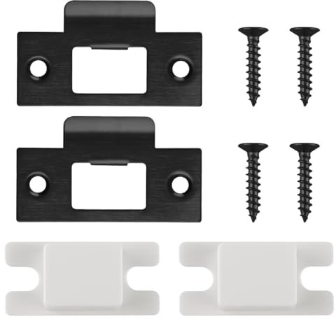 Lotsdonxia Stainless Steel Door Latch Strike Plate – 7 X 4.03cm Durable Lock Plate Scratch-Resistant for Door Frame Door Jamb Secure Locking Systems (Black)