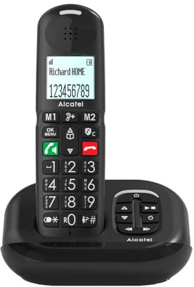 ALCATEL XL685 Voice - Telefono fisso cordless DECT Senior Formato XL con segreteria - Display ad alta leggibilità - Tasti grandi - Audio Boost - Vivavoce - Blocco chiamate - Nero
