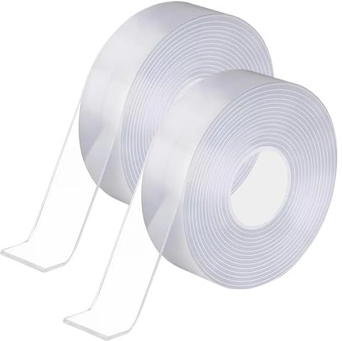 2 PCS 10m X 2cm Ruban Adhésif Double Face Nano très Résistant Amovible, Amovible, Réutilisable, Lavable Scotch Double Face, Colle Forte Sans Traces, Scratch Autocollant Double Face Maison Bureau
