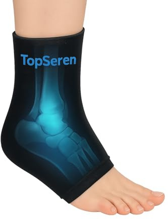 TopSeren Poche de Glace Cheville/Pied Taille XL (1 pièce) Chevillère Gel Chaud/Froid Réutilisable - Ice Pack Wrap Compression 360 - Entorse, Tendinite, Gonflement, Tendon d'Achille - Sport Pro Unisexe